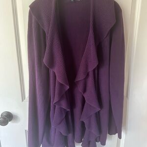 Karen Scott 3x Deep Purple ruffled Women's Cardigan